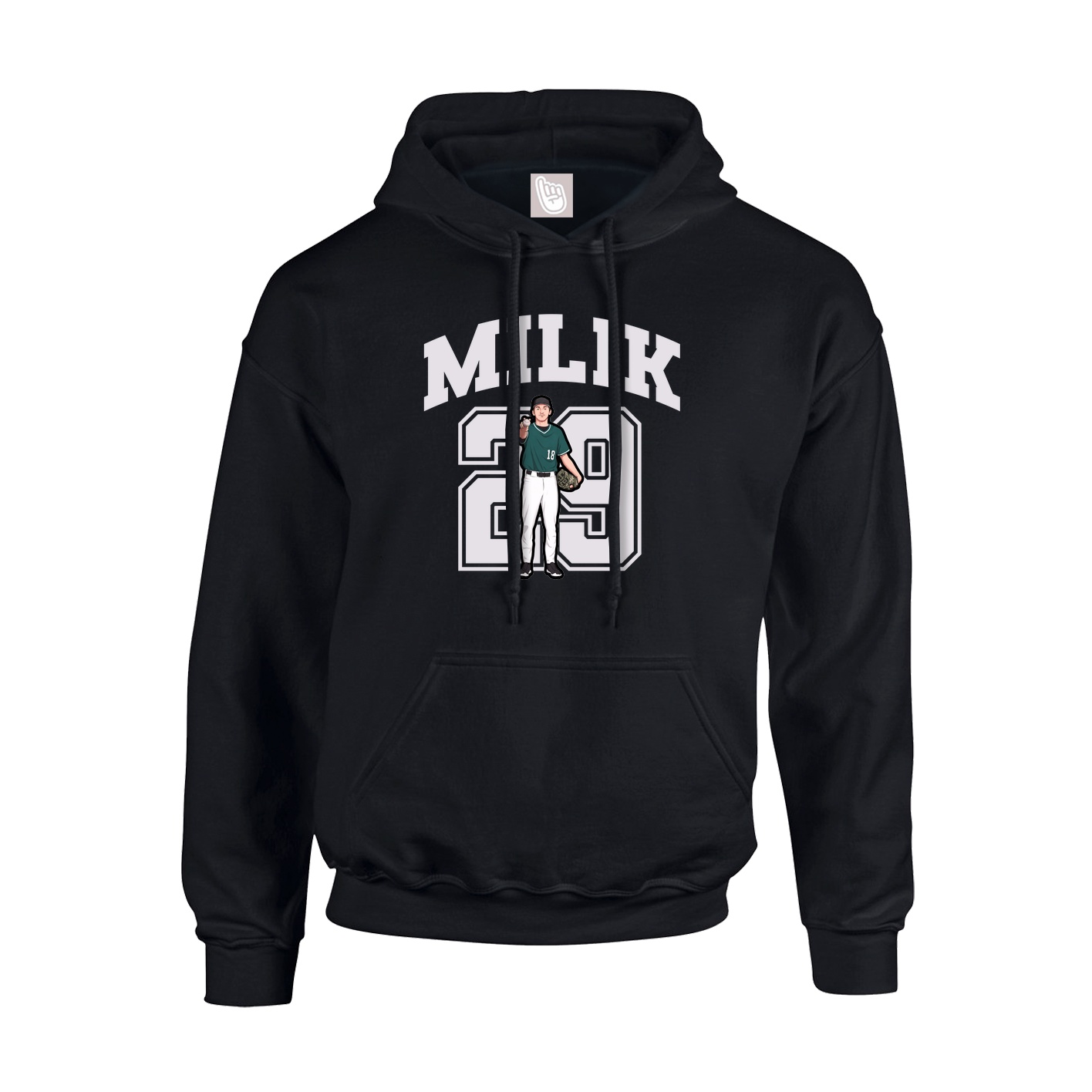 Youth Hoodie — Number in Black