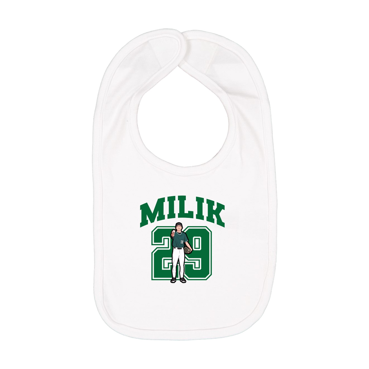 Infant Bib — Number in White