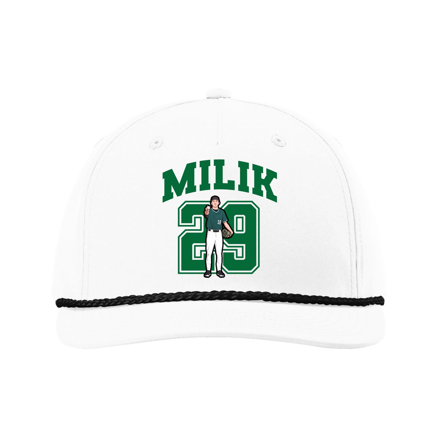 Five-Panel Classic Rope Cap — Number in White