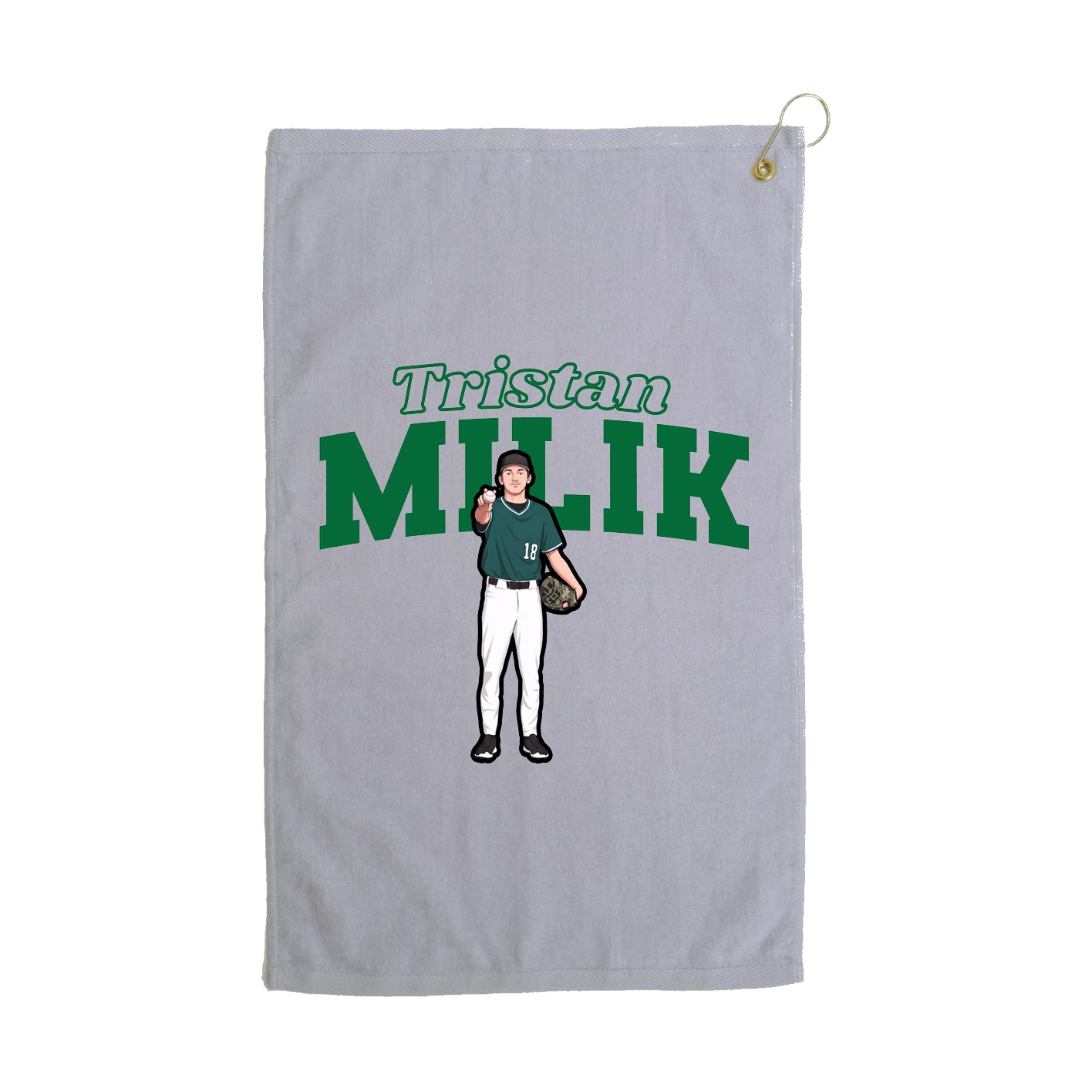 Golf Towel — Name Arch in Grey