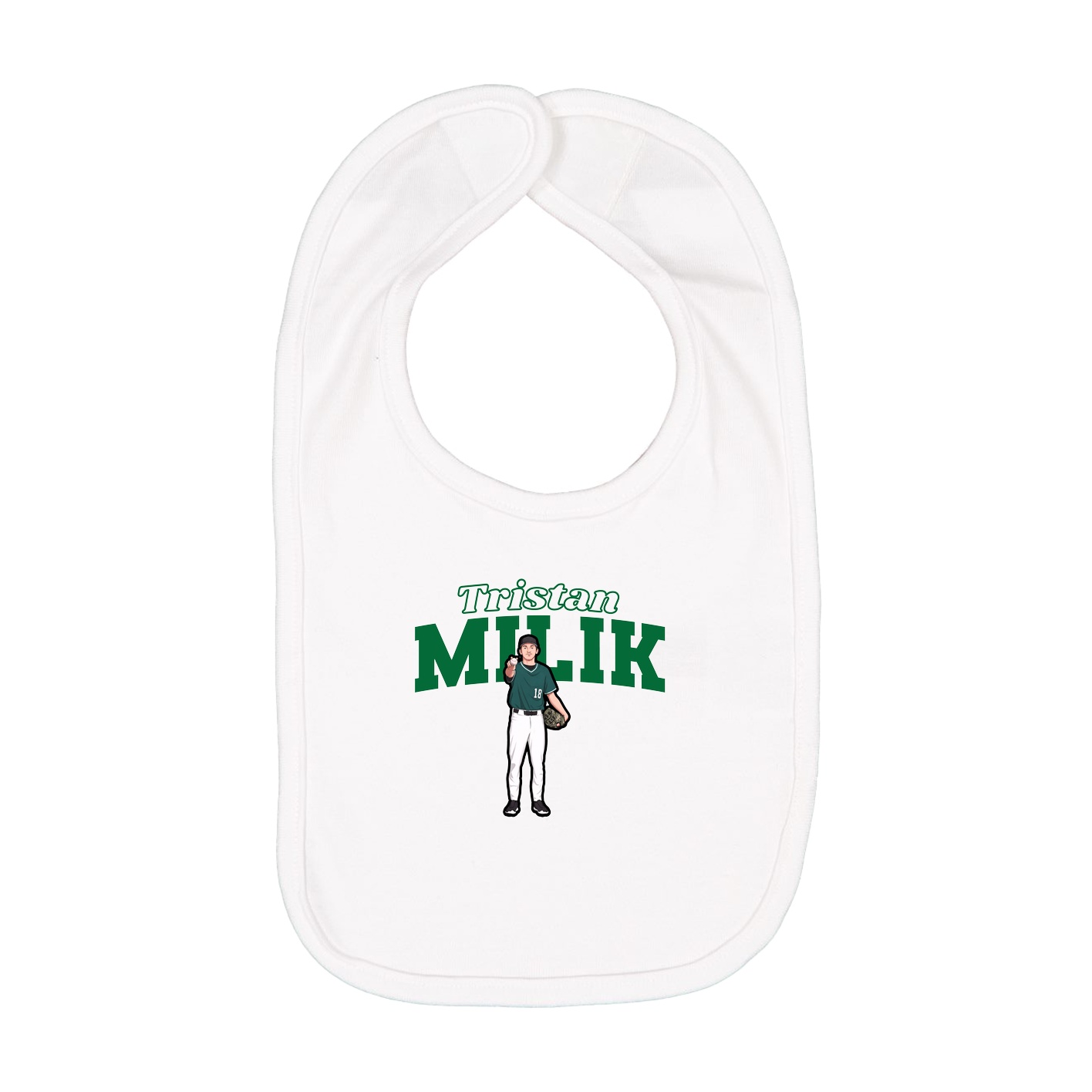 Infant Bib — Name Arch in White
