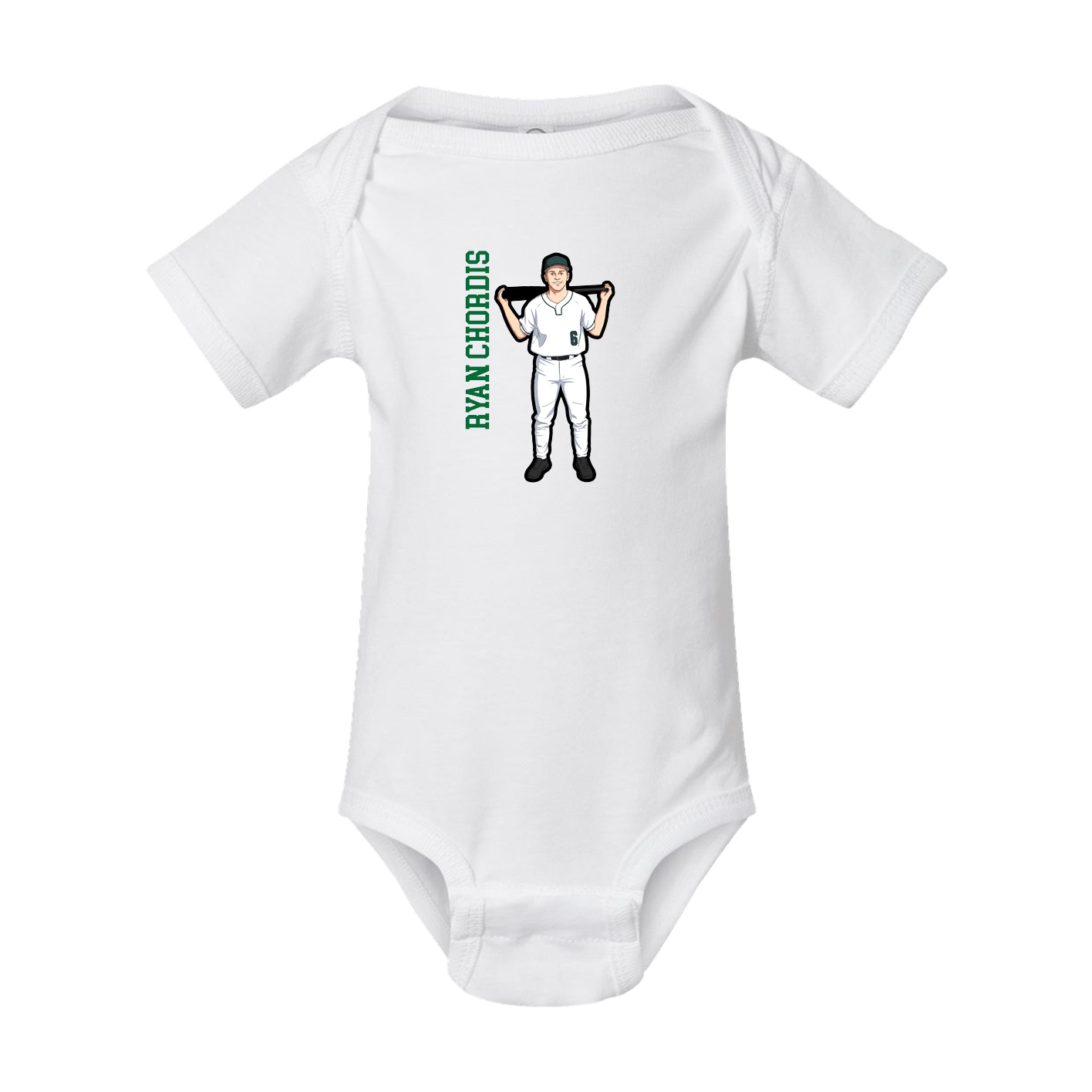 Baby Onesie — Name Vertical in White