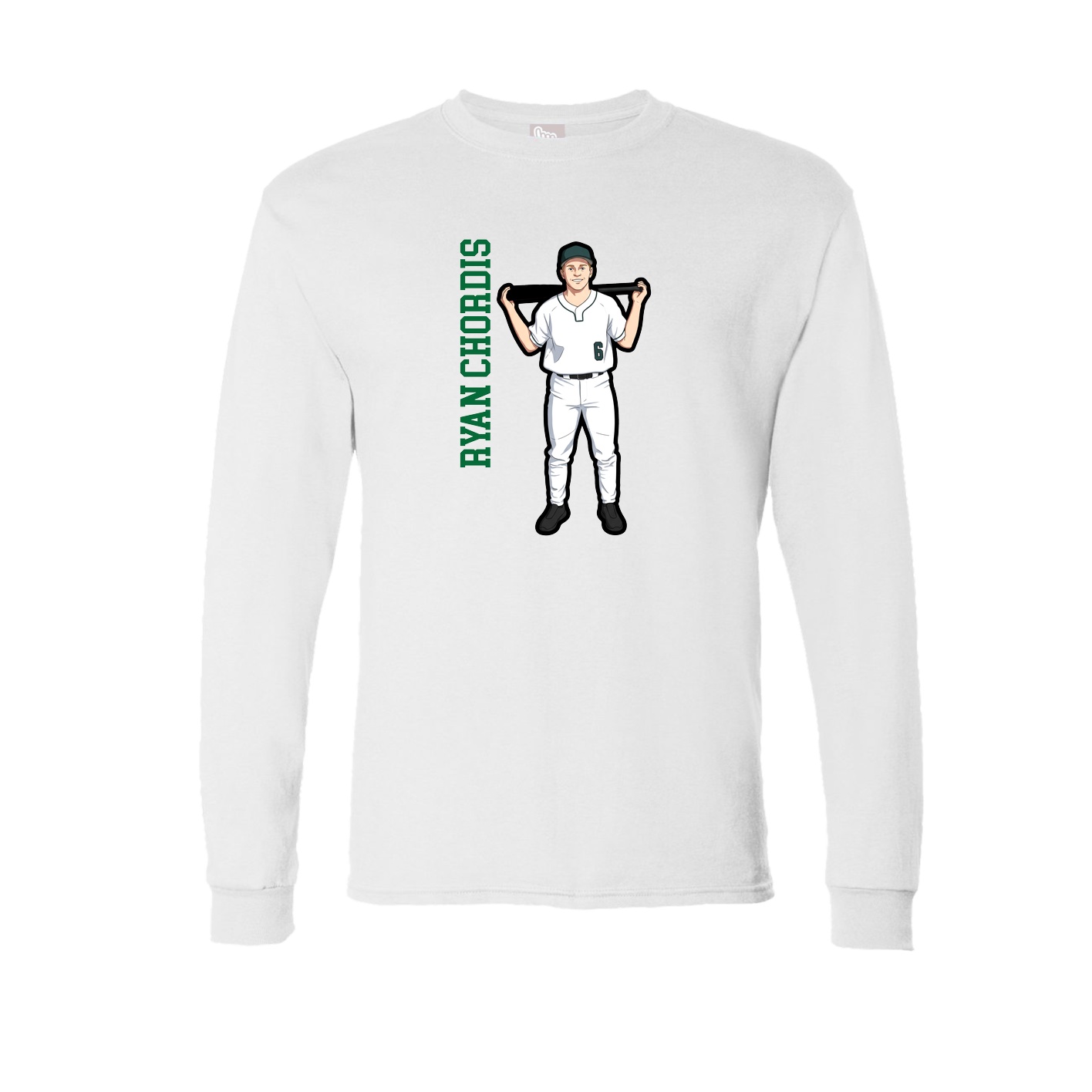 Long Sleeve Tee — Name Vertical in White