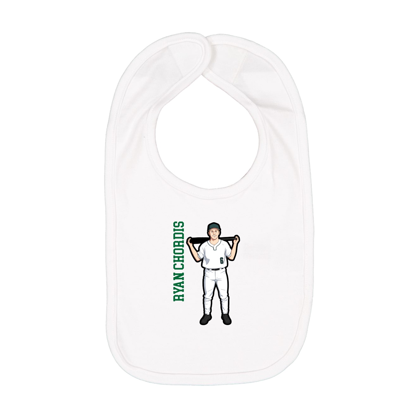 Infant Bib — Name Vertical in White