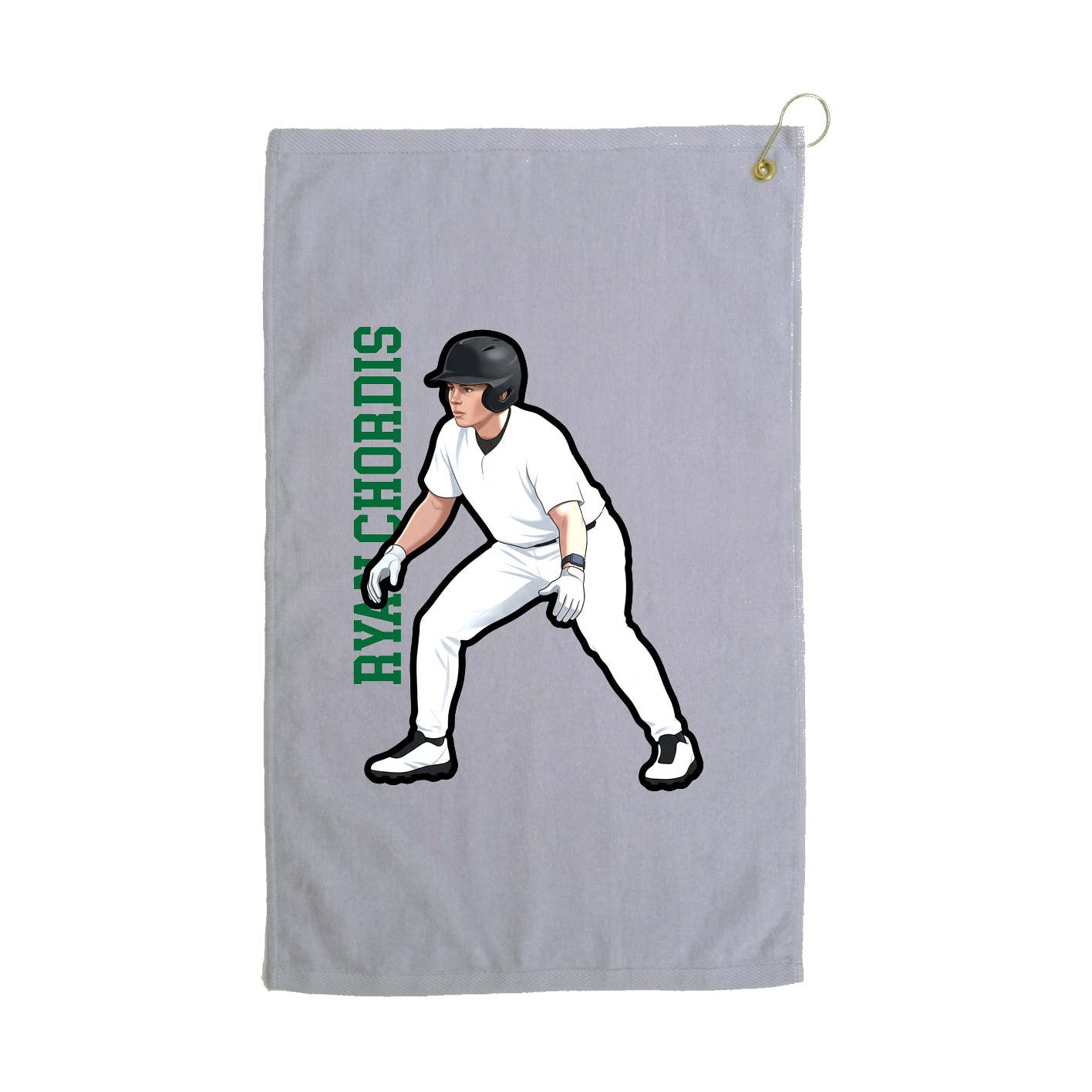 Golf Towel — Name Vertical in Grey