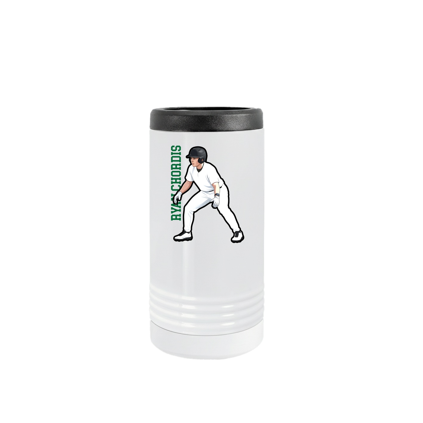 Slim Beverage Holder — Name Vertical in White