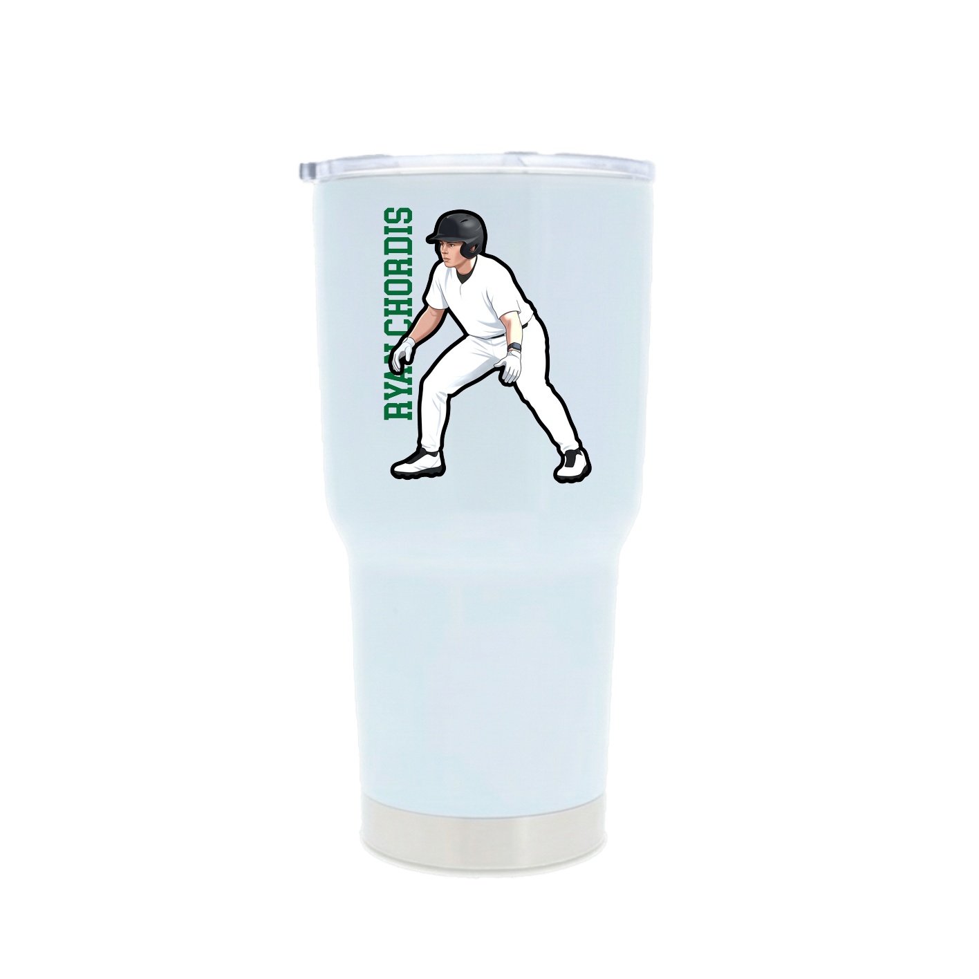 30oz Stainless Steel Tumbler — Name Vertical in White
