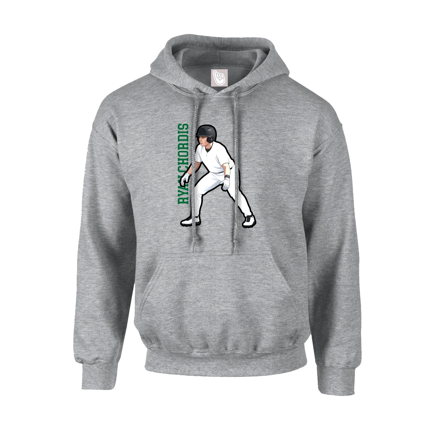 Youth Hoodie — Name Vertical in Grey