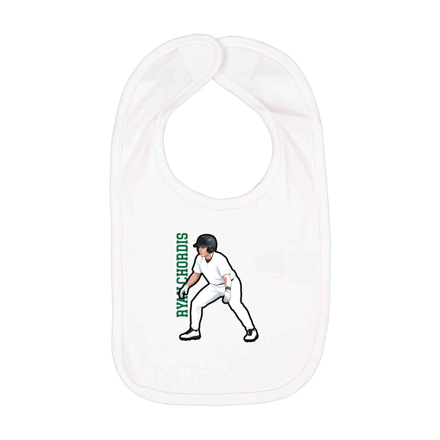 Infant Bib — Name Vertical in White