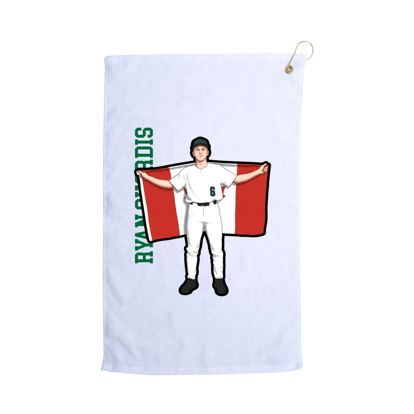 Golf Towel — Name Vertical in White