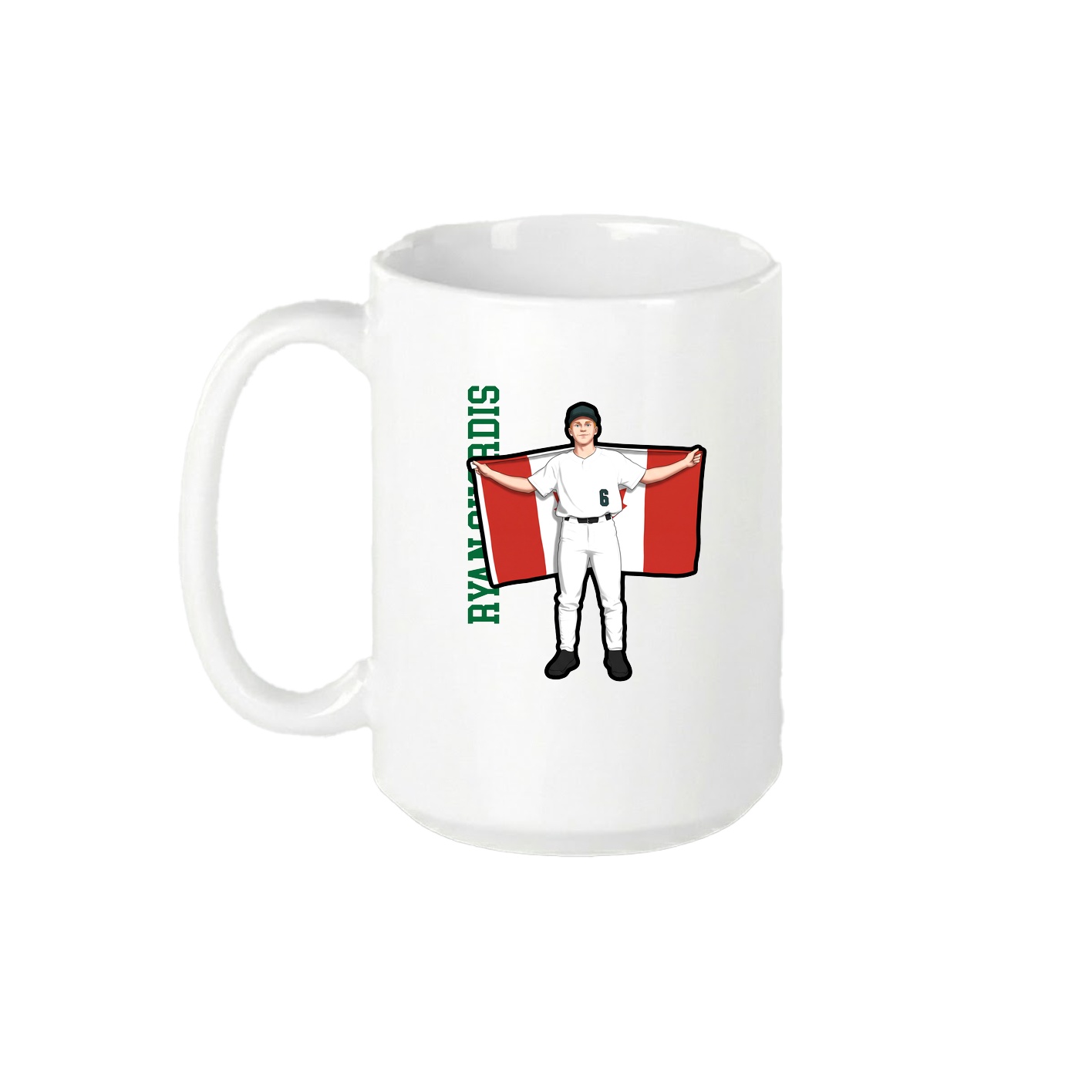 15oz Coffee Mug — Name Vertical in White