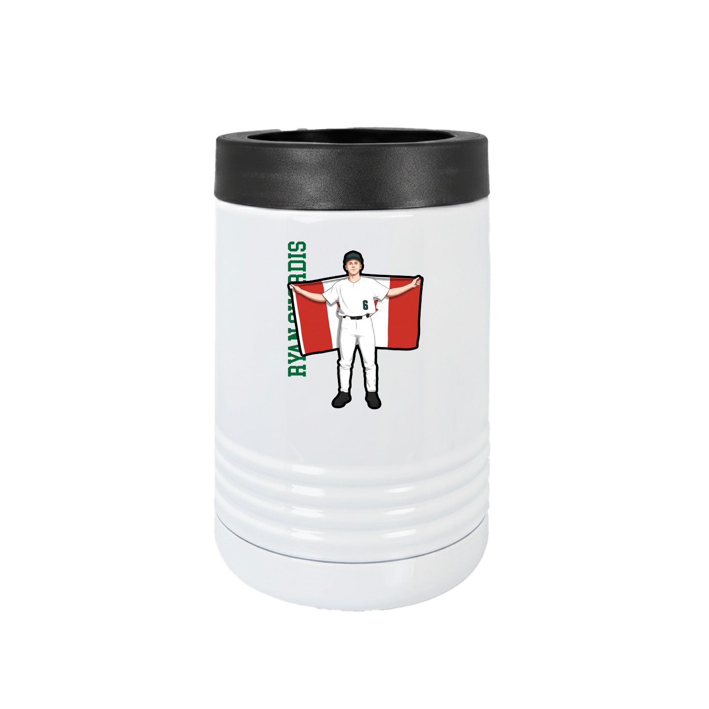 Beverage Holder — Name Vertical in White