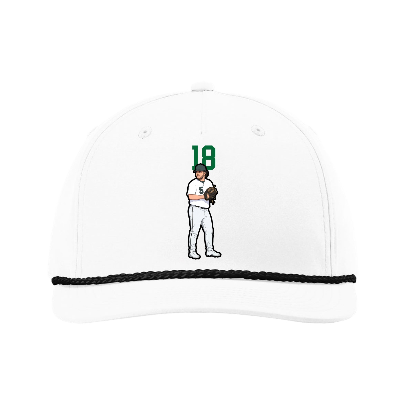 Five-Panel Classic Rope Cap — Number Top in White