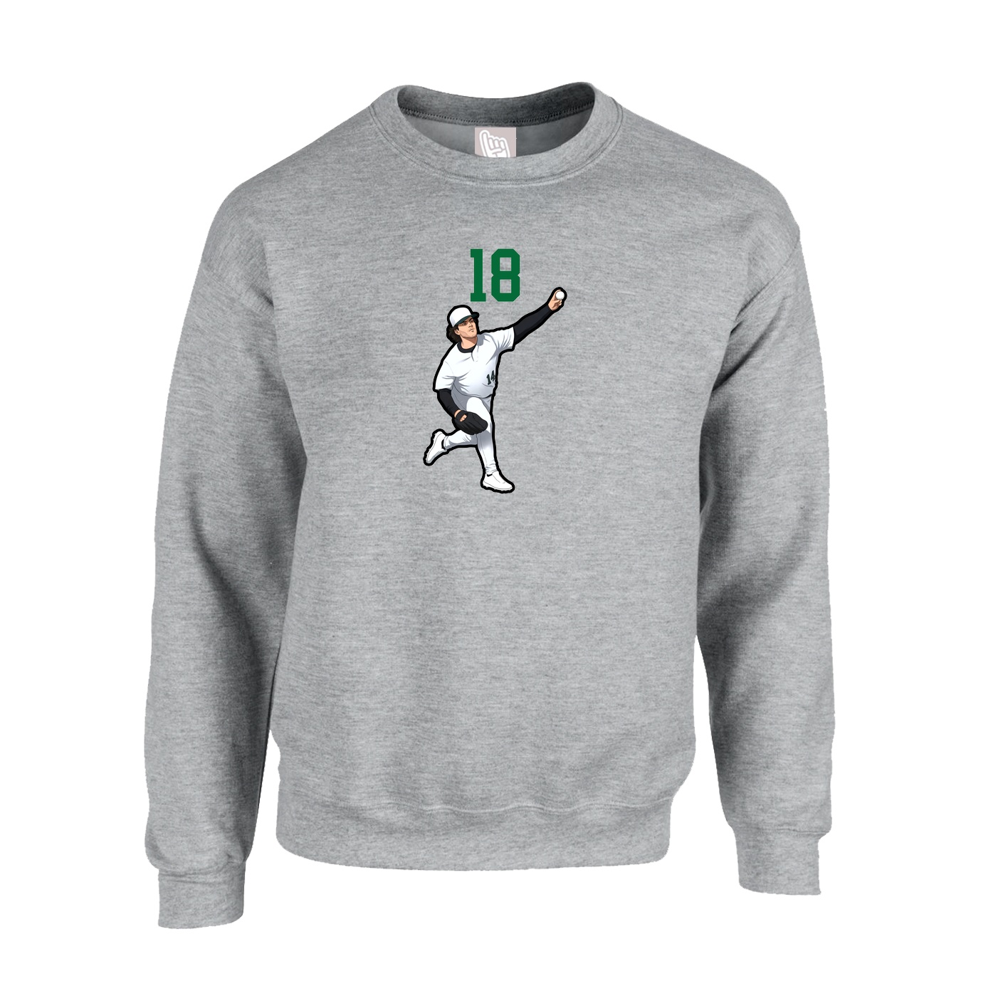 Fleece Crew — Number Top in Grey