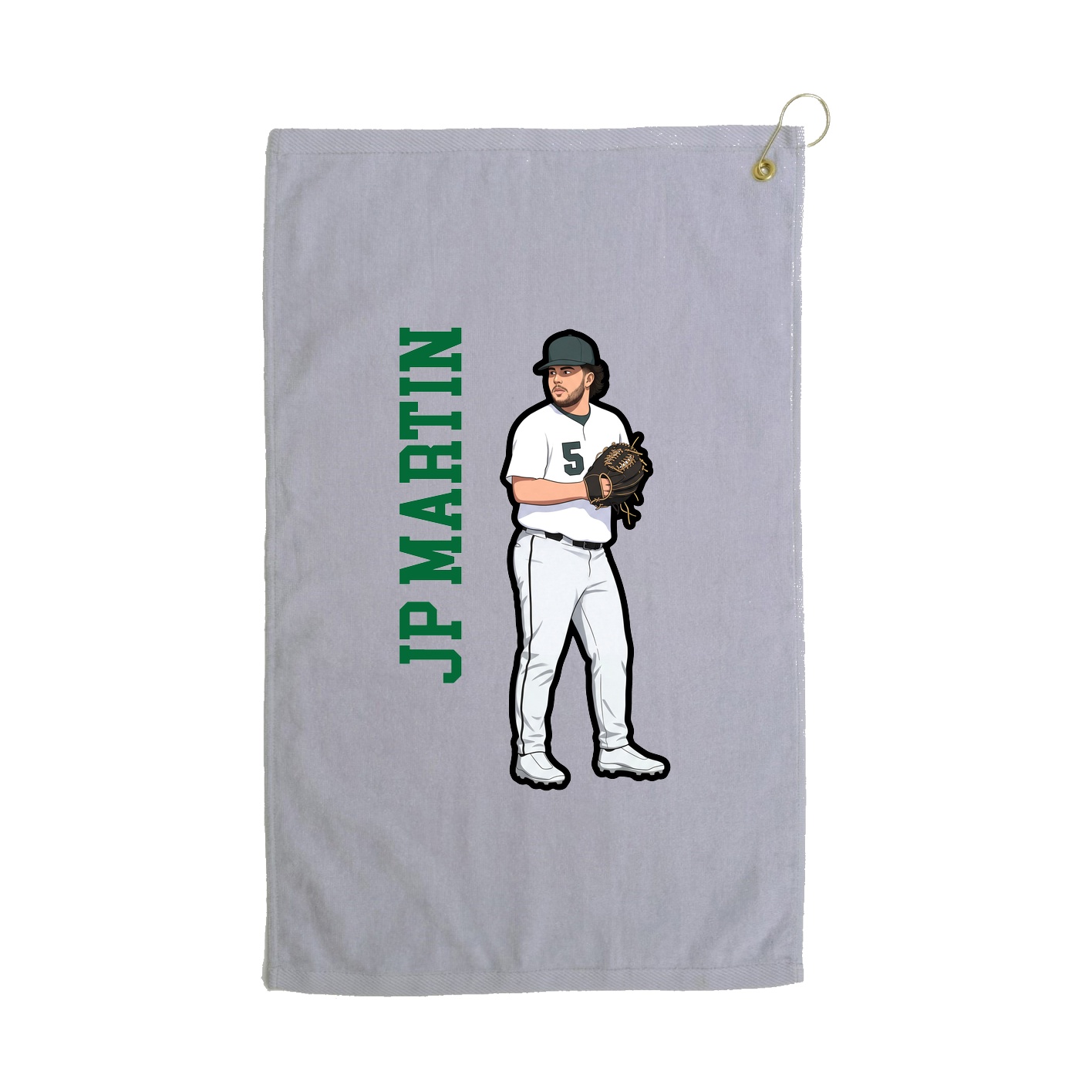 Golf Towel — Name Vertical in Grey