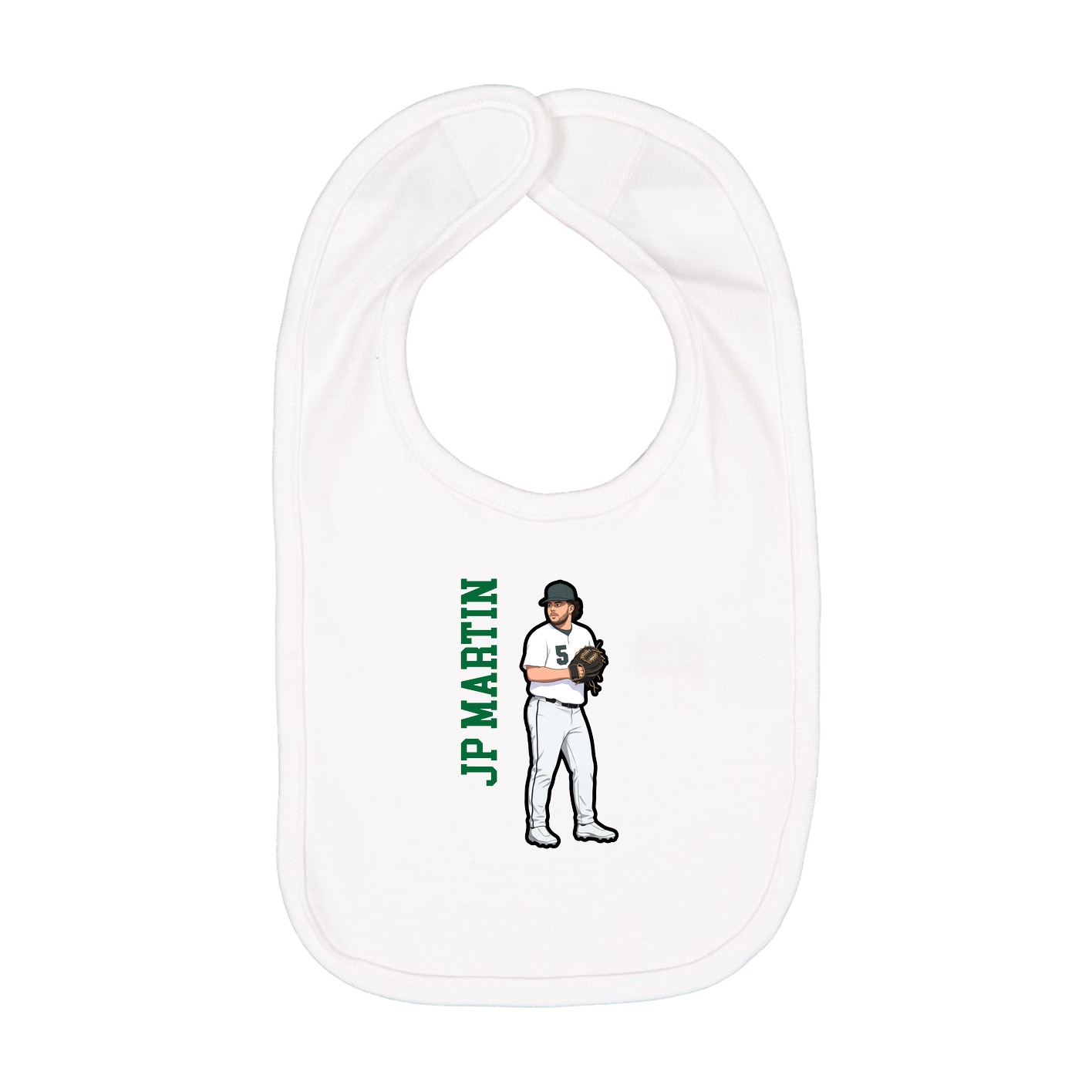 Infant Bib — Name Vertical in White