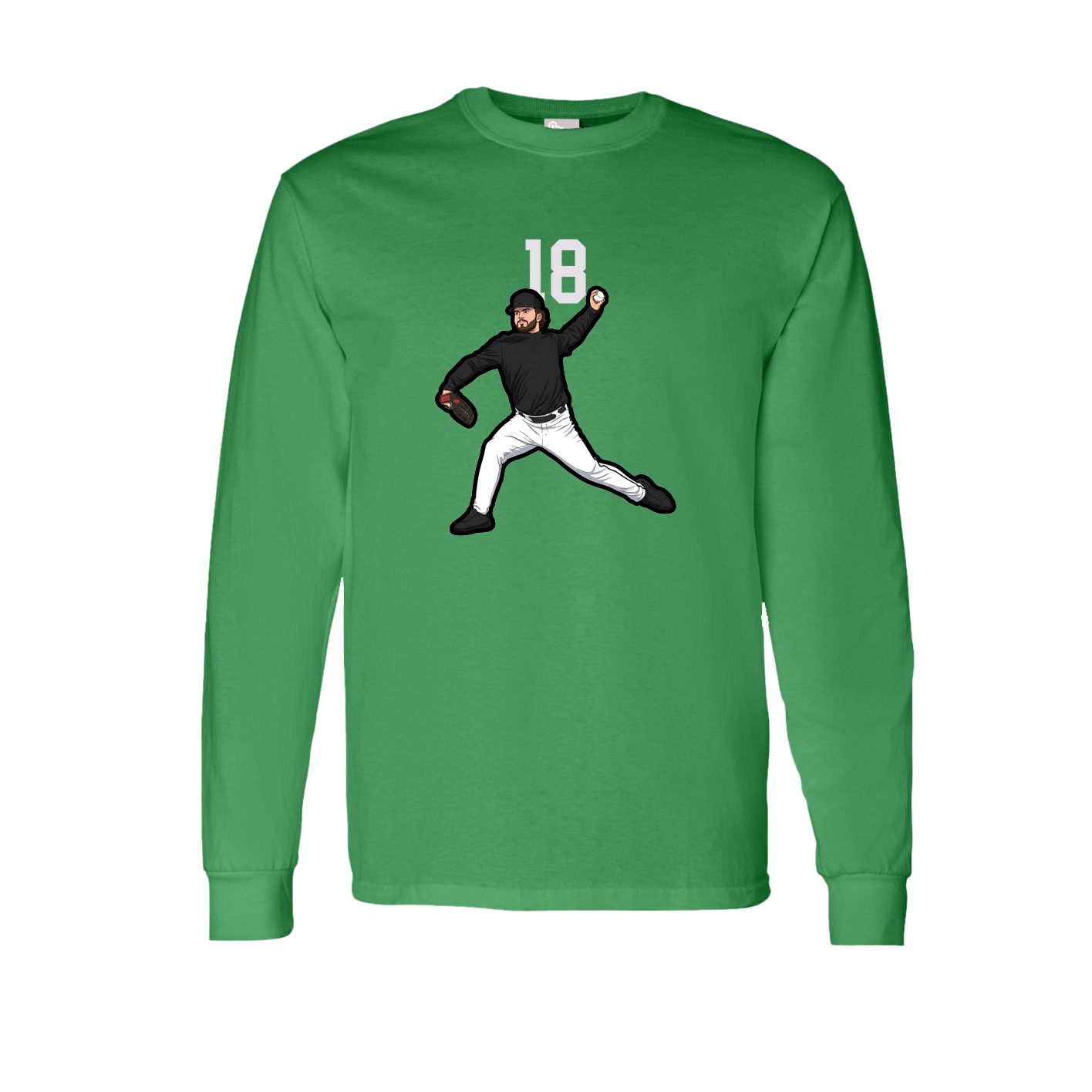 Long Sleeve Tee — Number Top in Green
