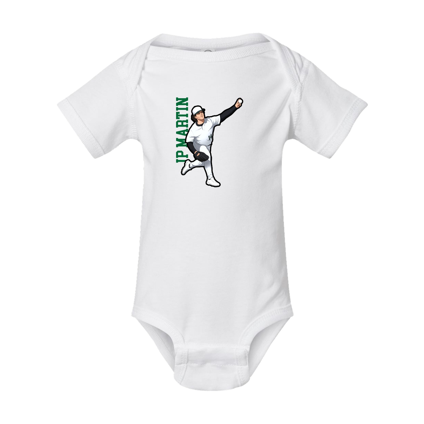 Baby Onesie — Name Vertical in White