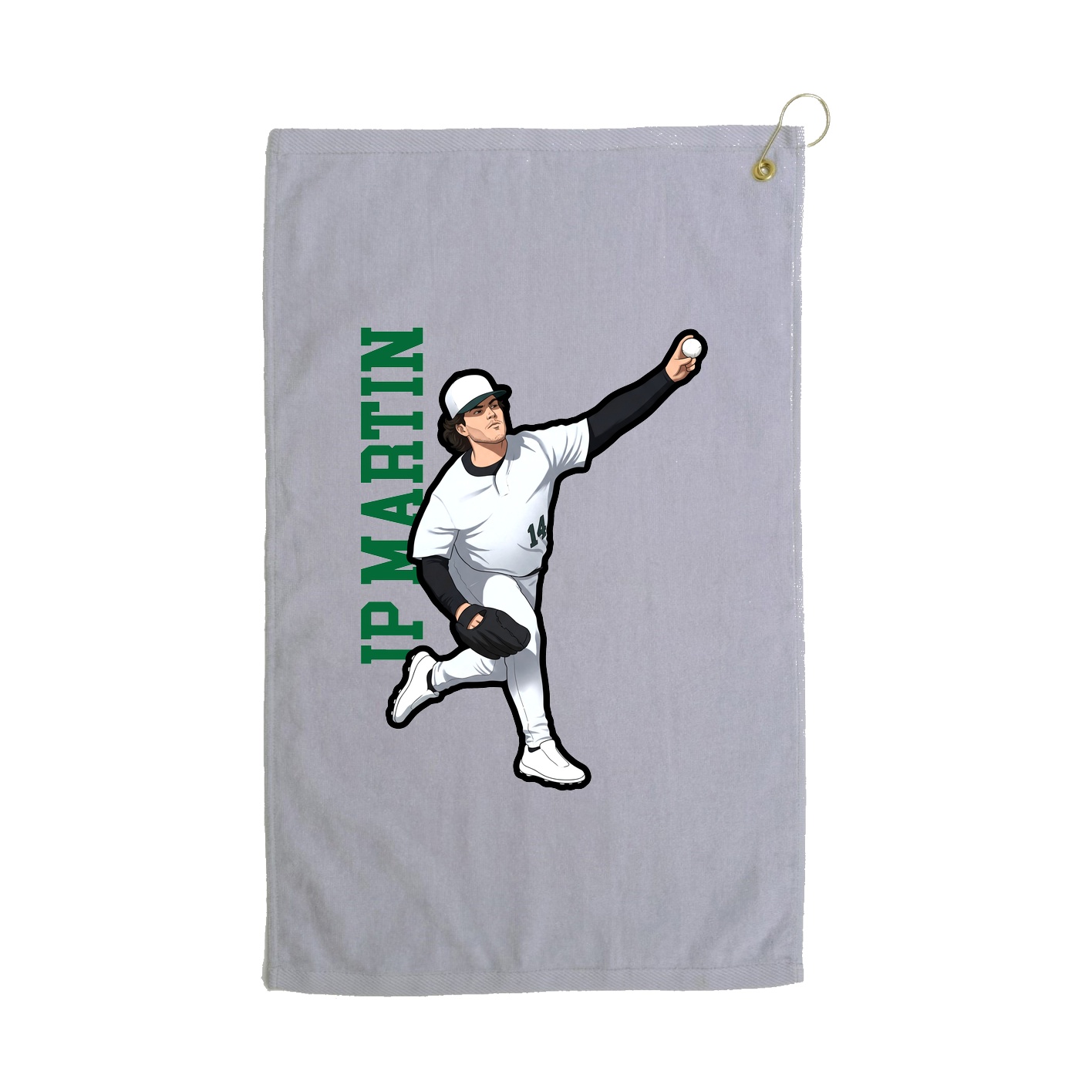 Golf Towel — Name Vertical in Grey