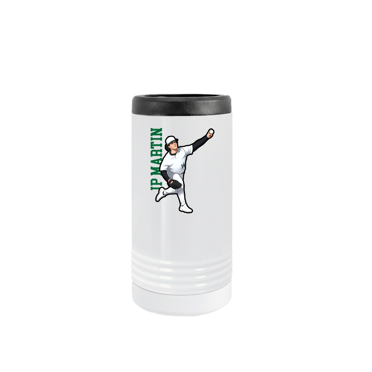 Slim Beverage Holder — Name Vertical in White