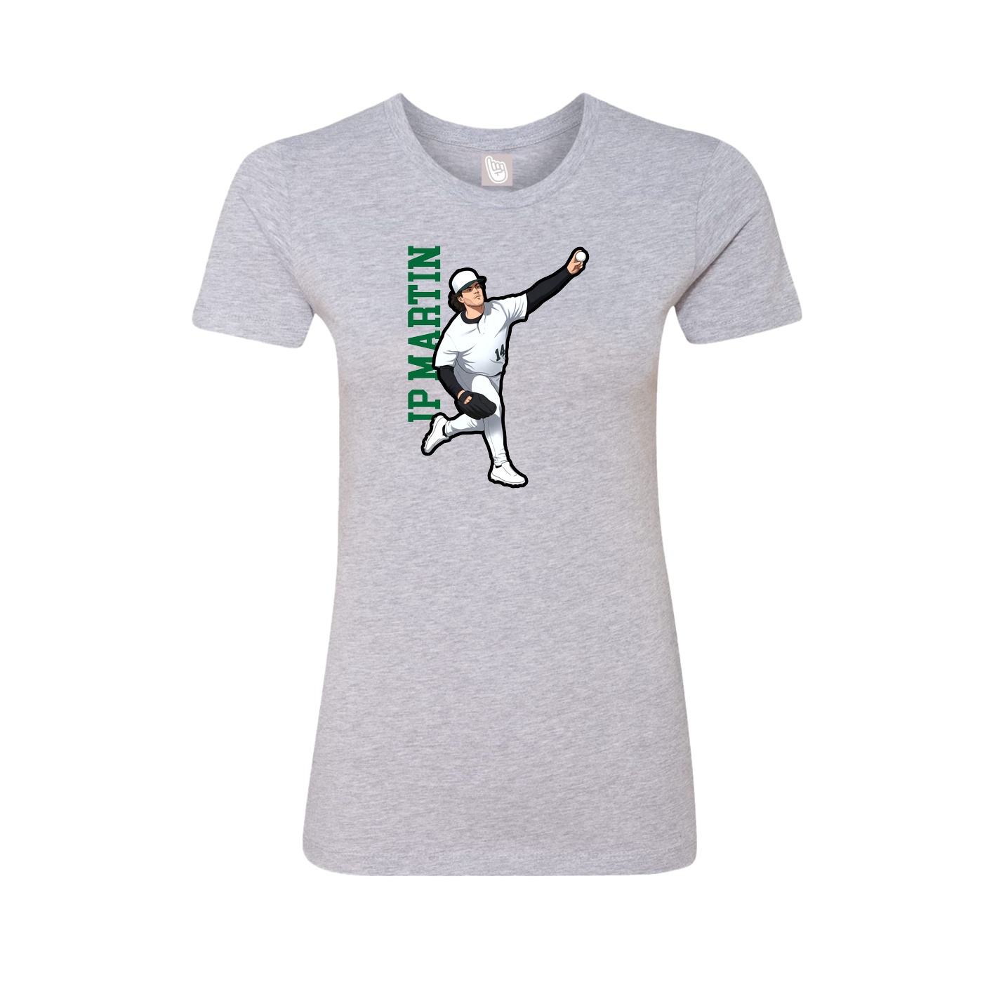 Fitted Women's Tee — Name Vertical in Grey
