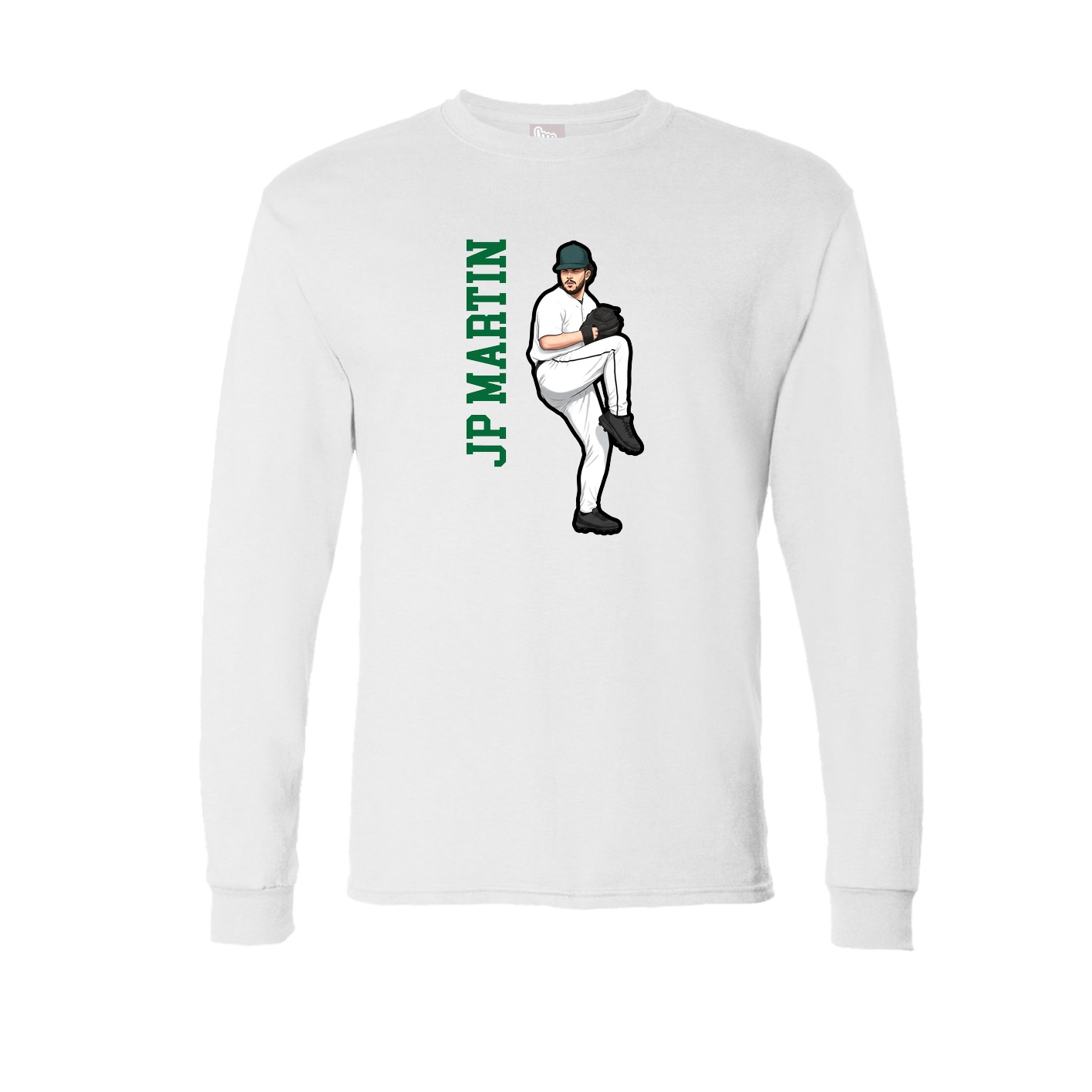 Long Sleeve Tee — Name Vertical in White