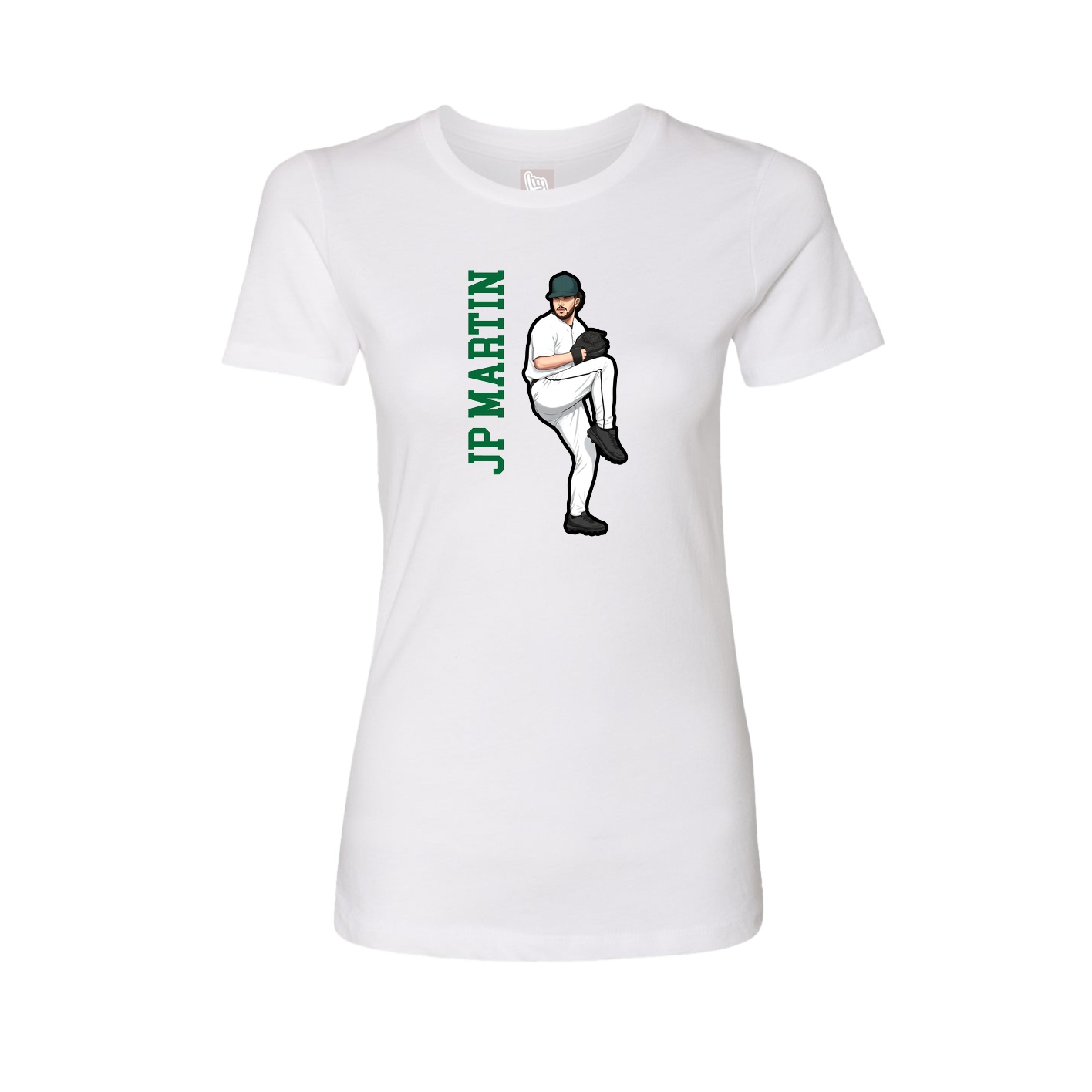 Fitted Women's Tee — Name Vertical in White