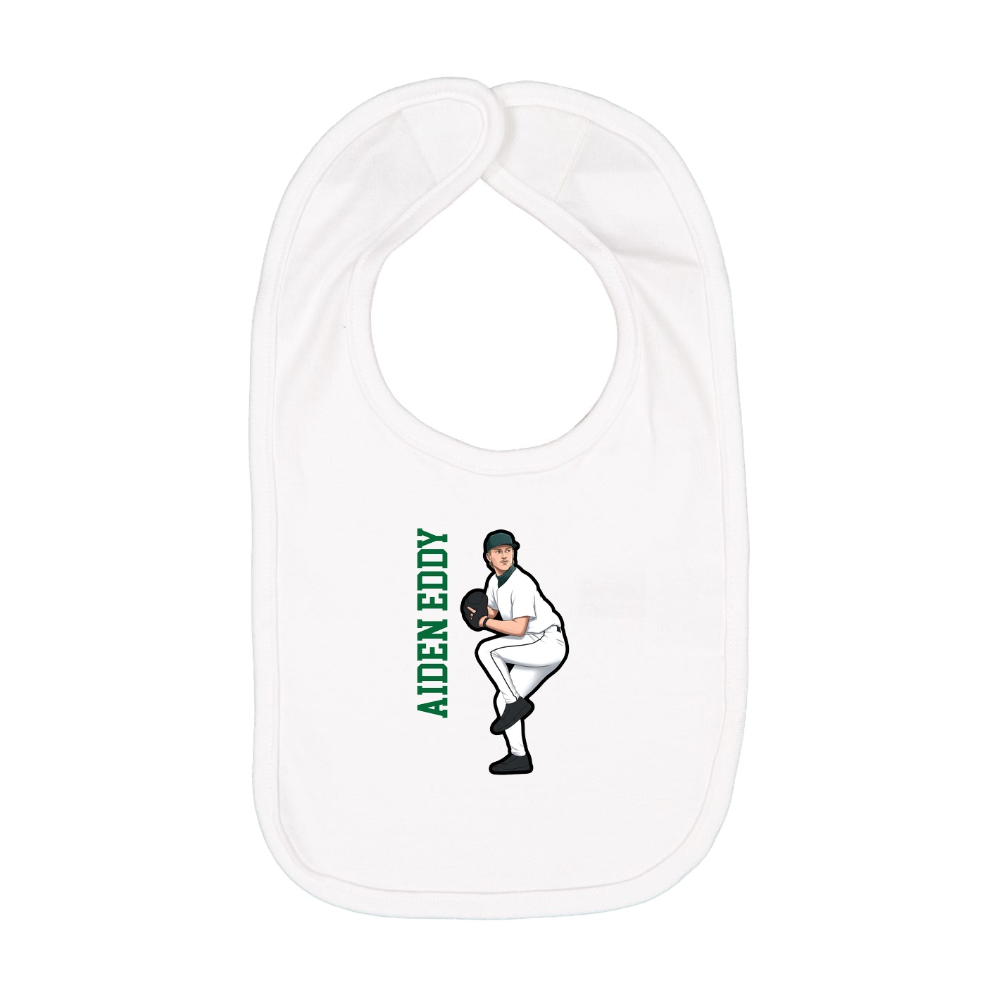 Infant Bib — Name Vertical in White