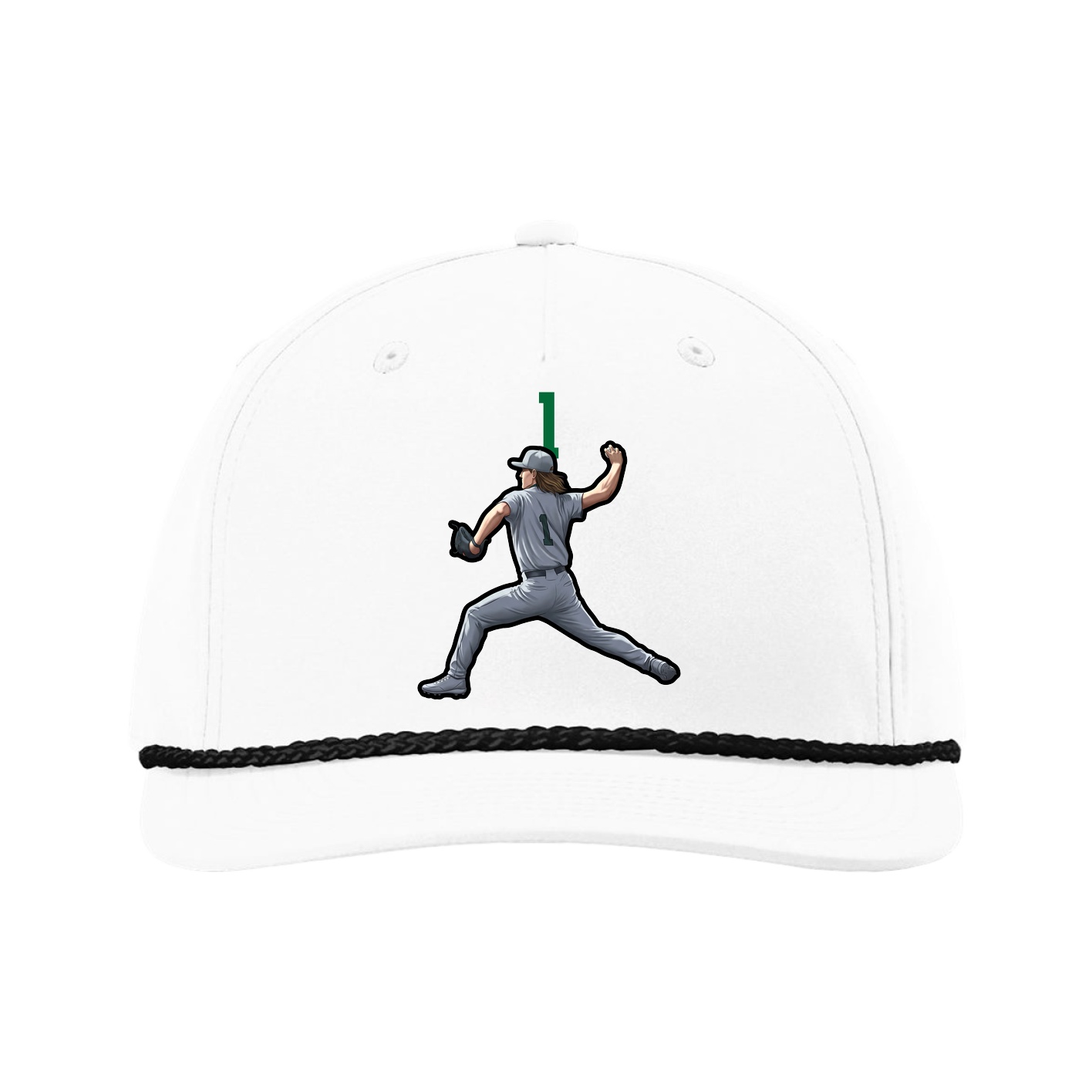 Five-Panel Classic Rope Cap — Number Top in White
