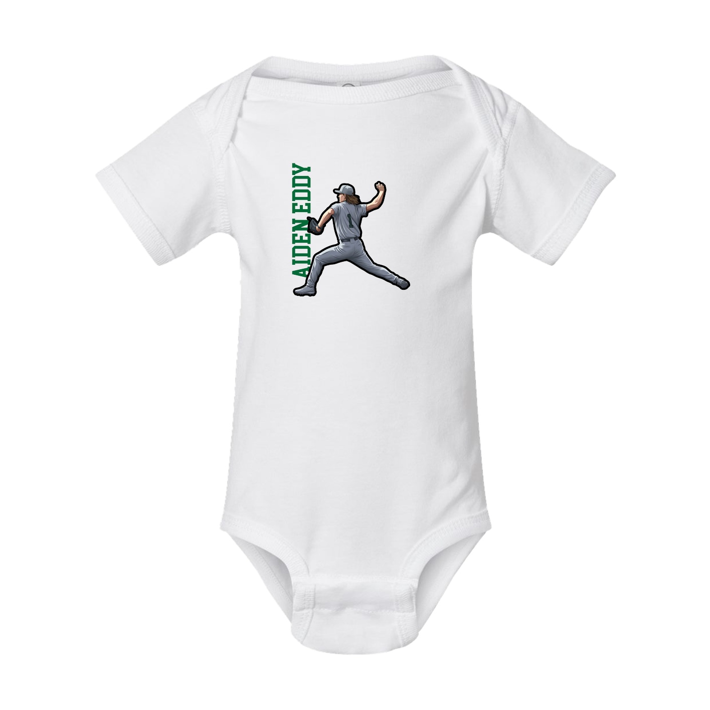 Baby Onesie — Name Vertical in White