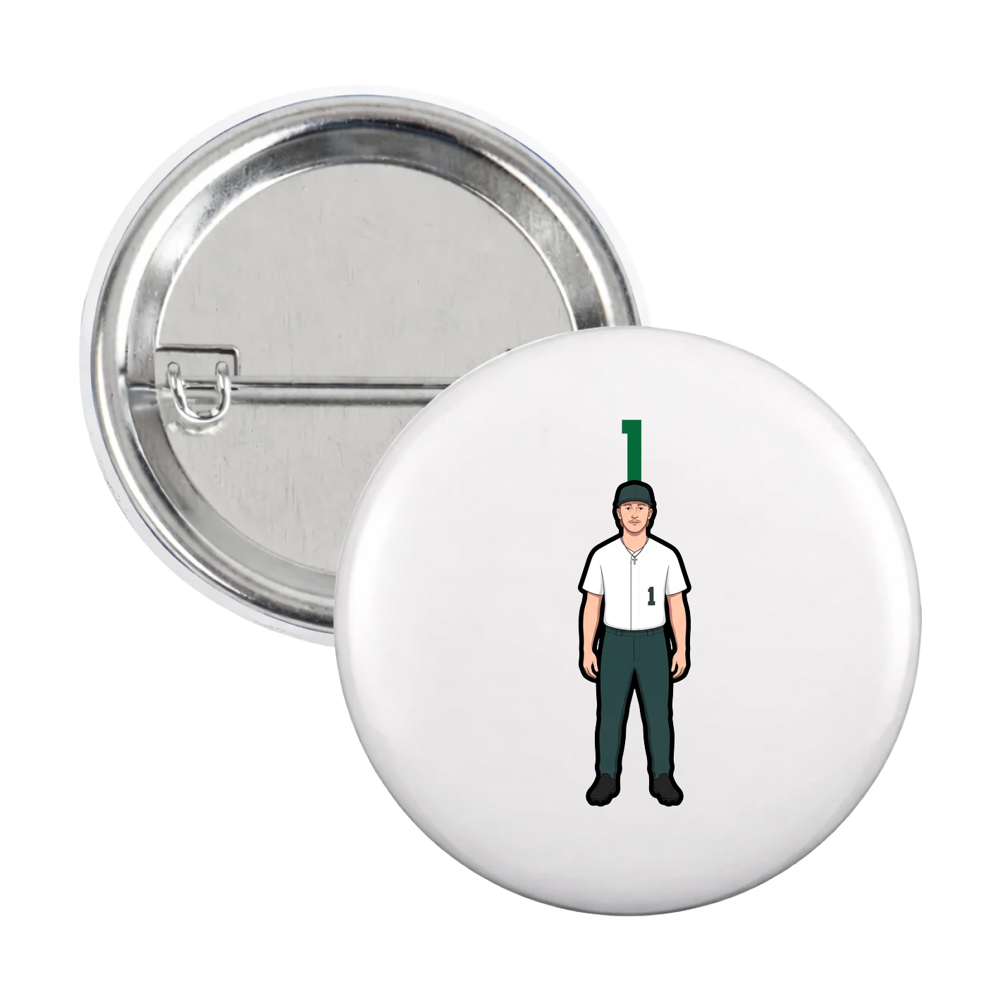 Game Day Button — Number Top in White