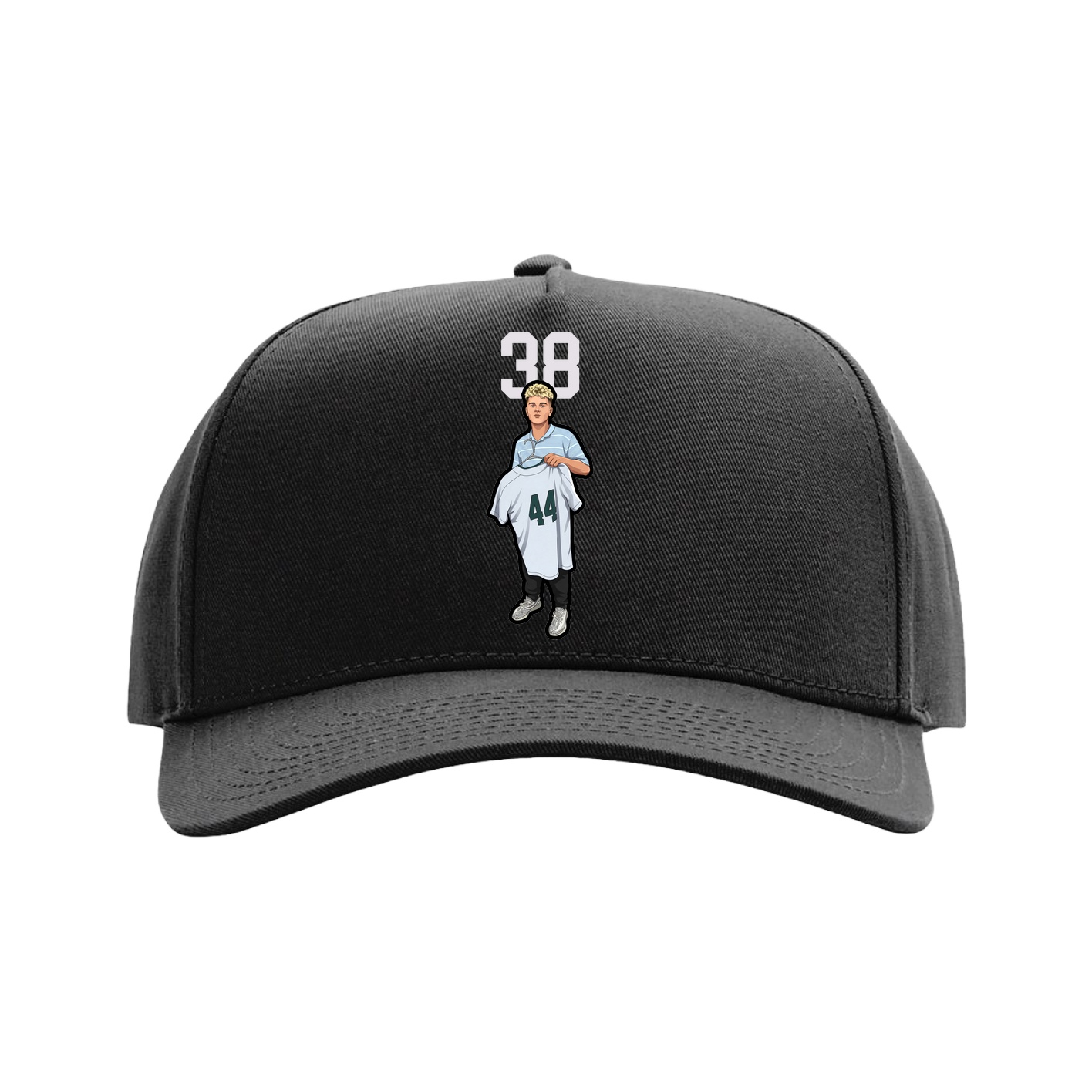 Full Fabric Five-Panel Champ Cap — Number Top in Black
