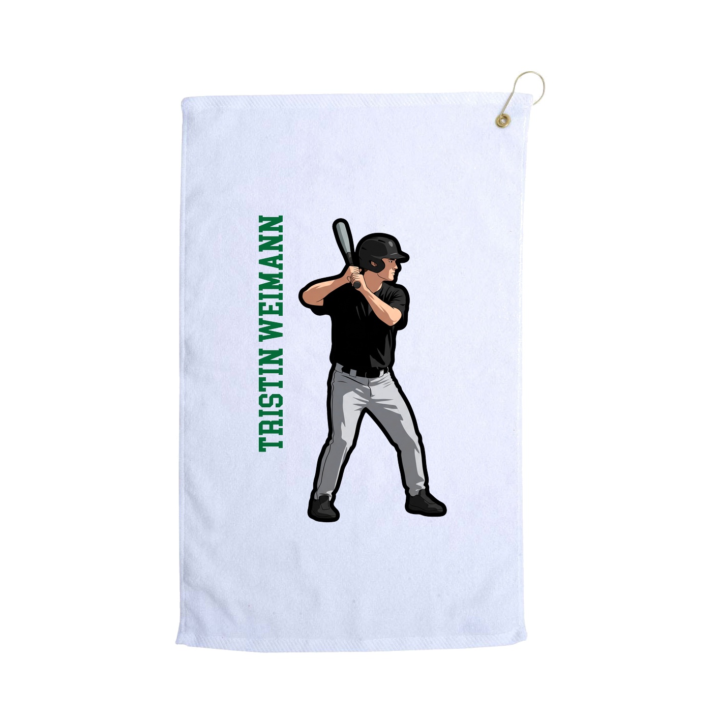 Golf Towel — Name Vertical in White
