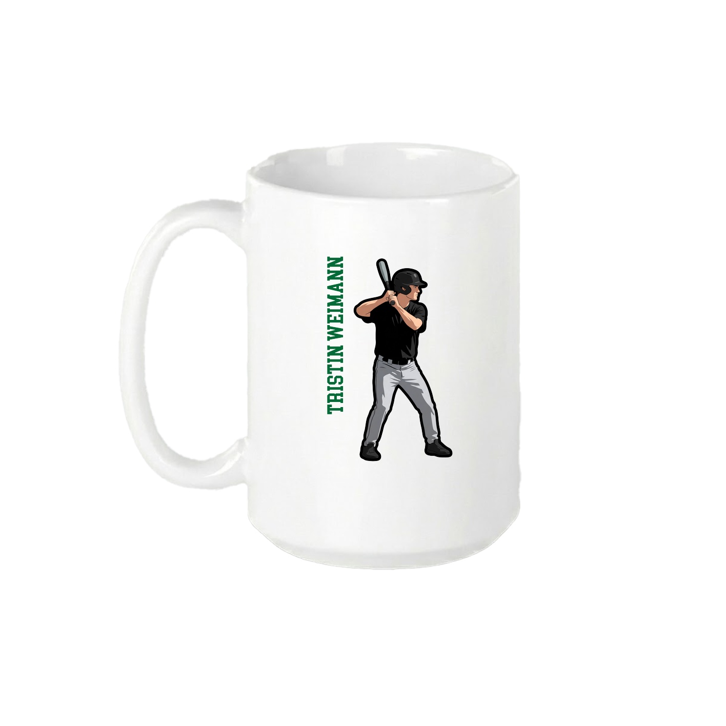 15oz Coffee Mug — Name Vertical in White