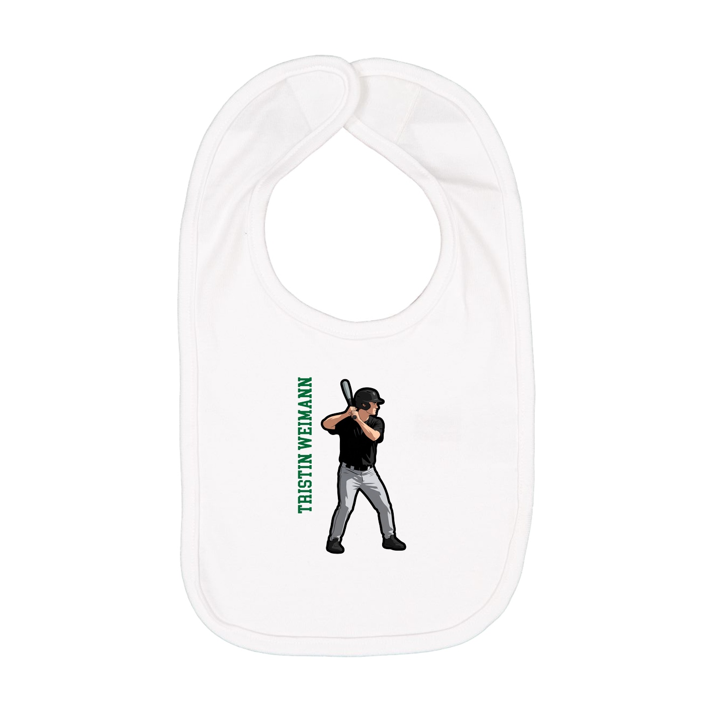 Infant Bib — Name Vertical in White