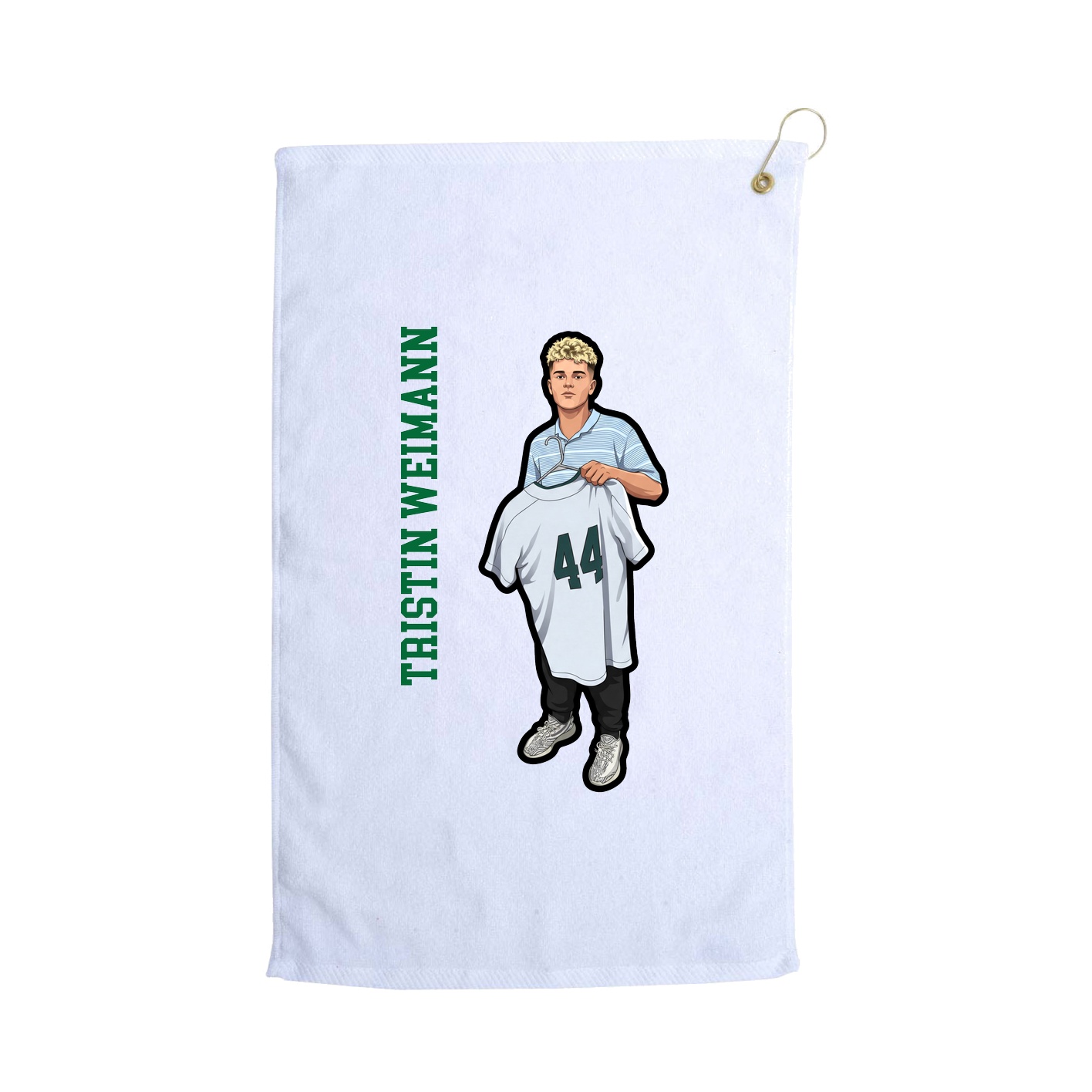Golf Towel — Name Vertical in White