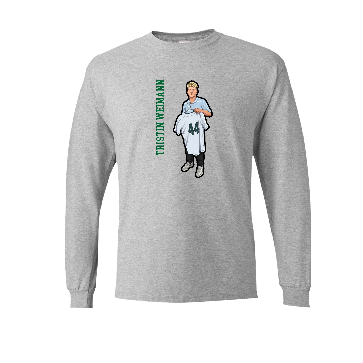 Long Sleeve Tee — Name Vertical in Grey