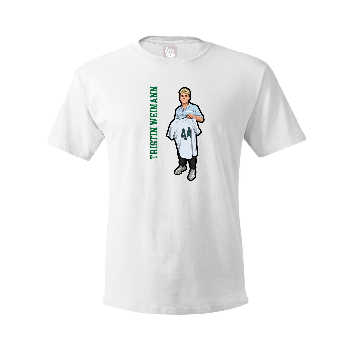 Youth Tee — Name Vertical in White