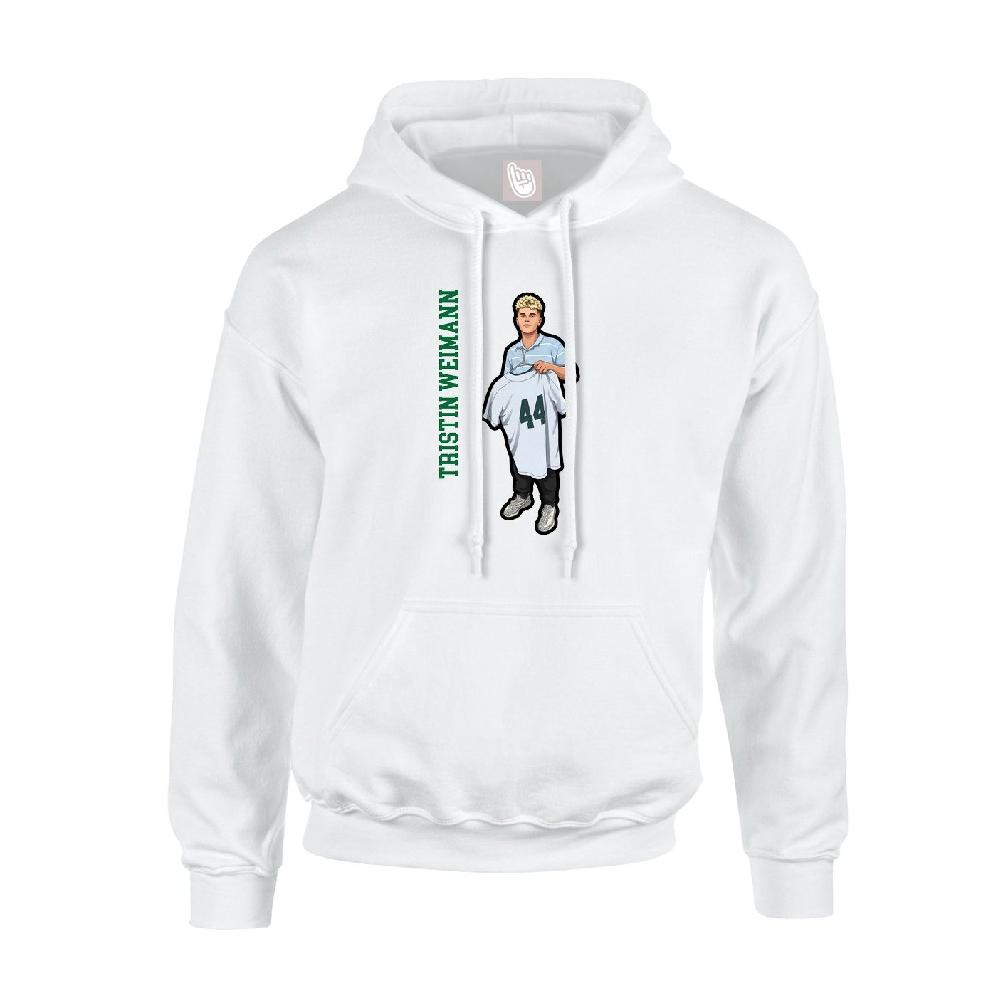 Youth Hoodie — Name Vertical in White