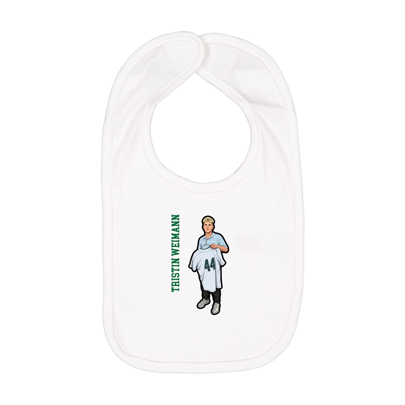Infant Bib — Name Vertical in White