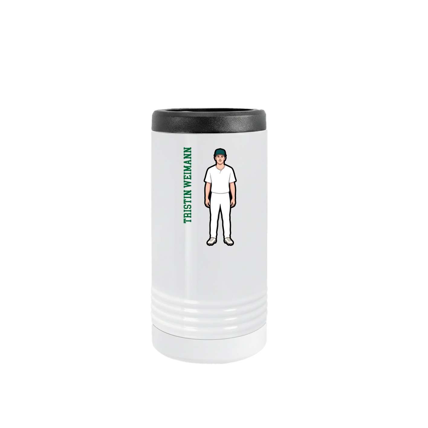Slim Beverage Holder — Name Vertical in White
