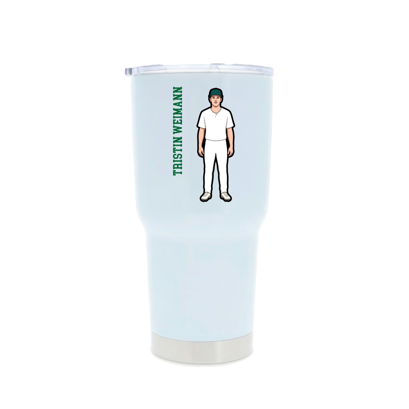 30oz Stainless Steel Tumbler — Name Vertical in White