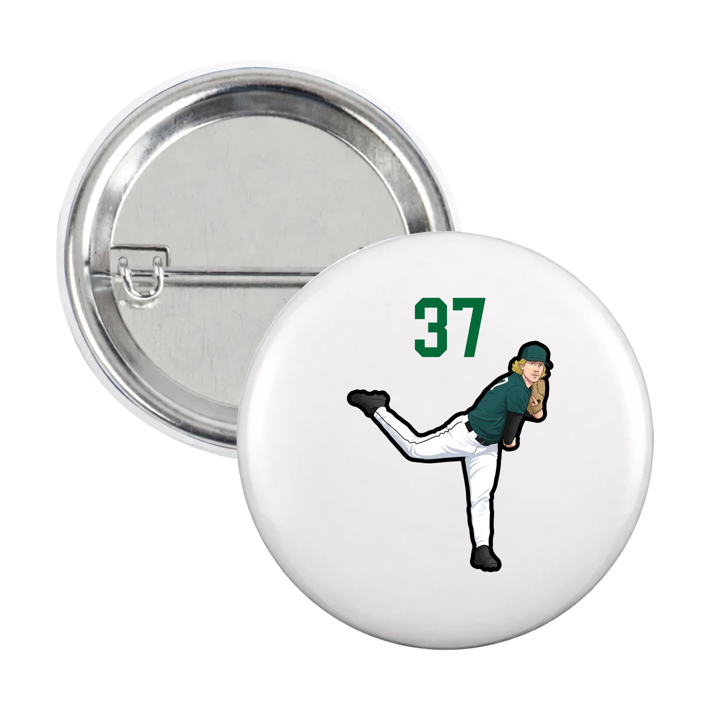 Game Day Button — Number Top in White