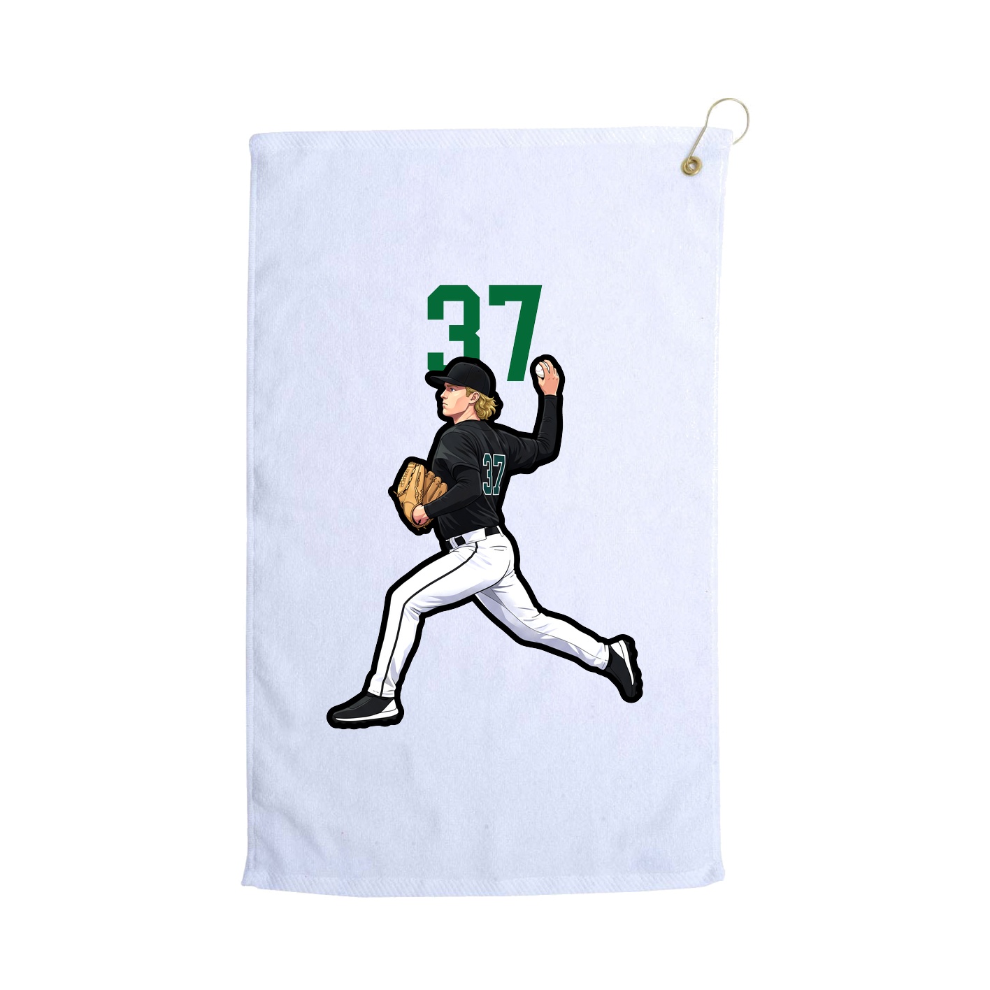 Golf Towel — Number Top in White