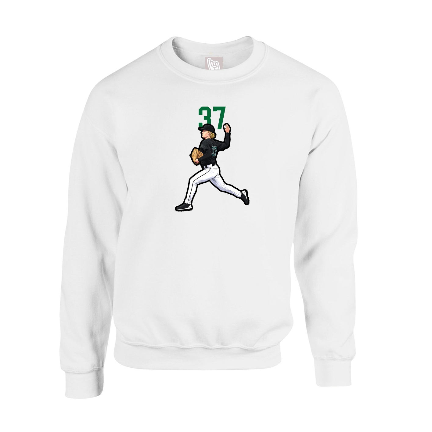 Fleece Crew — Number Top in White