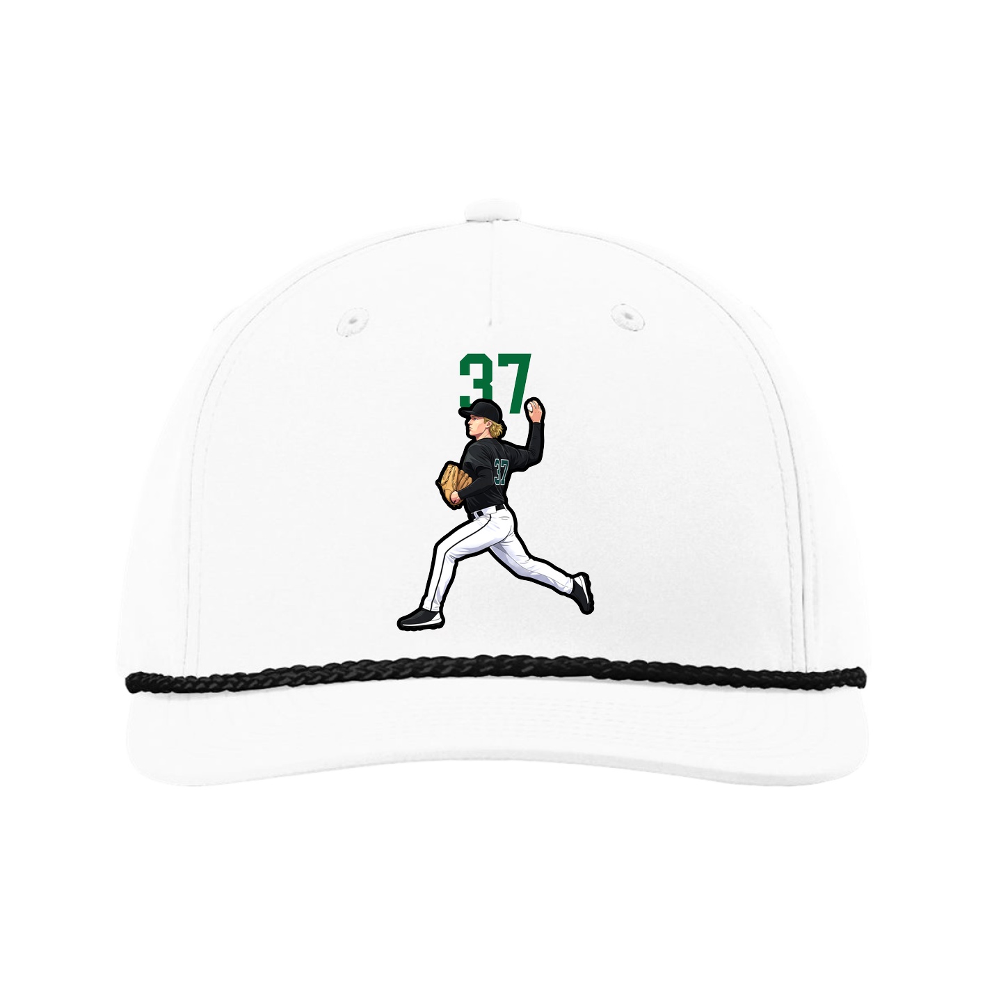 Five-Panel Classic Rope Cap — Number Top in White