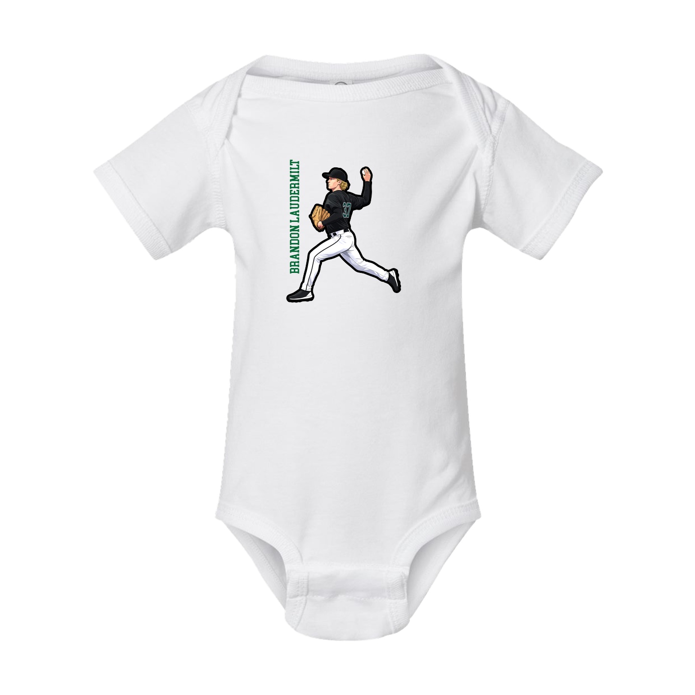 Baby Onesie — Name Vertical in White