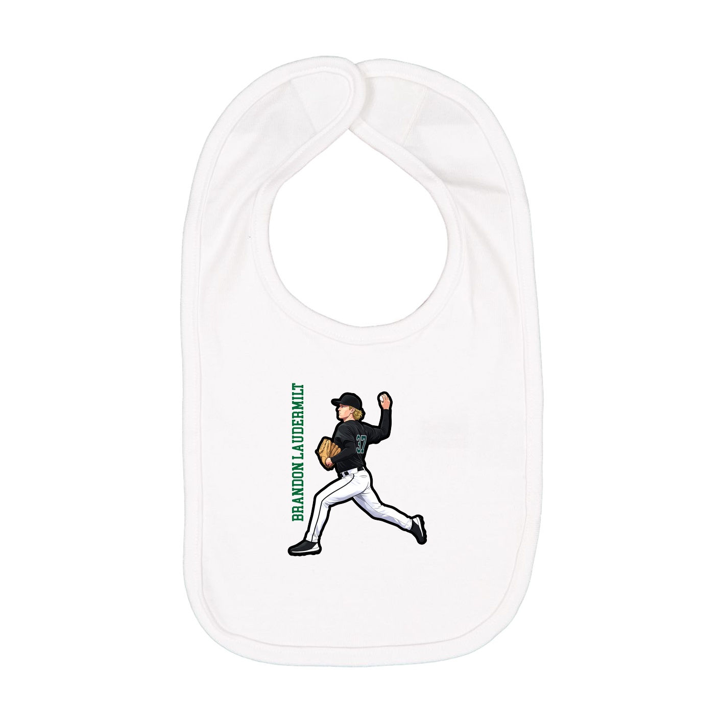 Infant Bib — Name Vertical in White