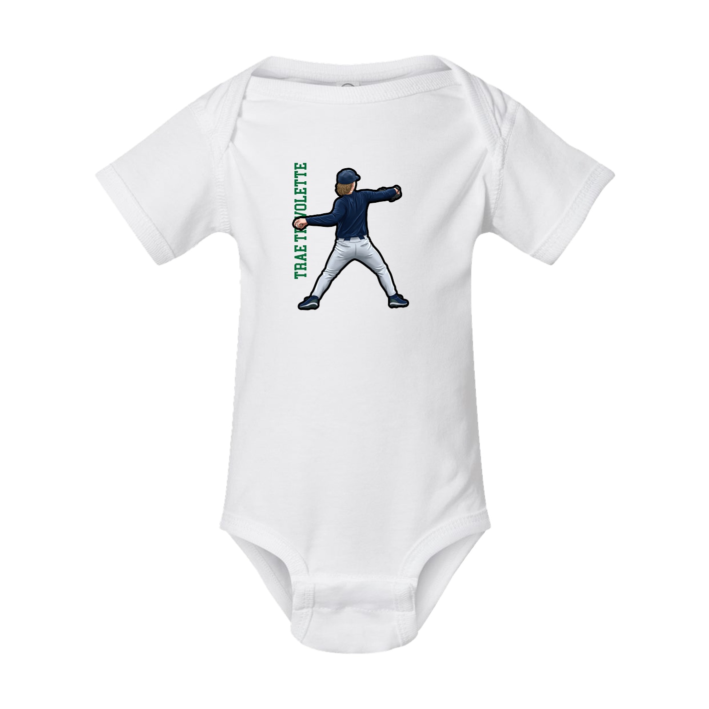 Baby Onesie — Name Vertical in White