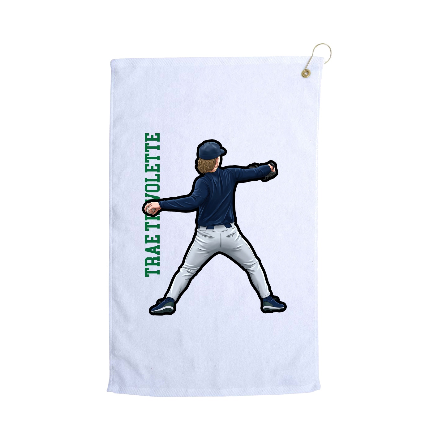 Golf Towel — Name Vertical in White